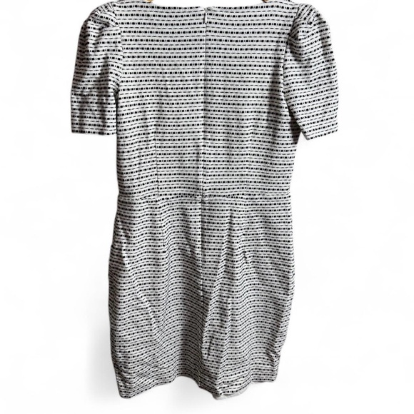 Ann Taylor Striped Black/White Puff Sleeve Shell Sheath Mini Feminine Dress sz 2 - Picture 4 of 8